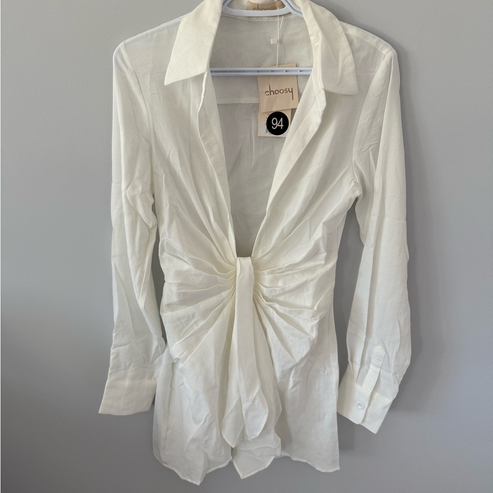 Choosy White Button Down Women's Shirt